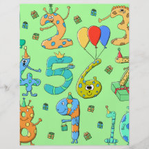 Birthday Numbers, on Pale Green. Flyers