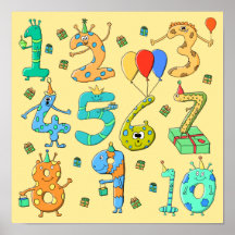 Birthday Numbers, on Yellow. Poster