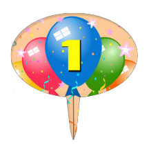 Birthday Party 1 Age Custom Oval Cake Pick Toppers