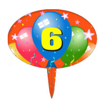 Birthday Party 6 Age Custom Oval Cake Pick Toppers