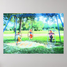 BIRTHDAY PARTY AT THE PARK #6 SWING SET PRINT