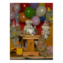 Birthday party bears post card