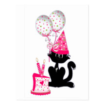 Birthday Party Cat Post Card