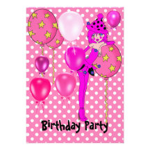 Birthday Party Cheeky Girl Pink Balloons Personalized Announcements