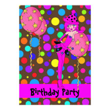 Birthday Party Cheeky Girl Spots Balloons Invitation