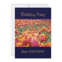 Birthday Party! for Your Name Invitations Tulips
