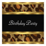 Birthday Party Gold Leopard Custom Invitations