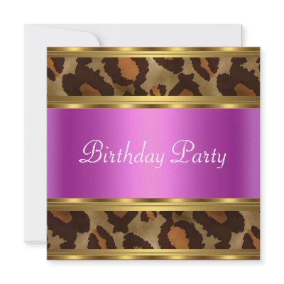 Birthday Party Gold Pink Leopard Invitation by invitesnow