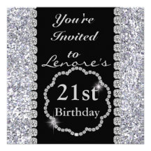 Birthday Party Invitation DIAMOND look Crystals