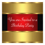 Birthday Party Invitation Gold Black Red