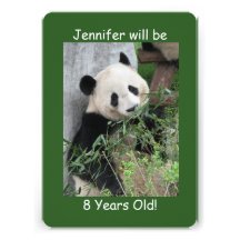 Birthday Party Invitation, Two-Sided, Panda Green