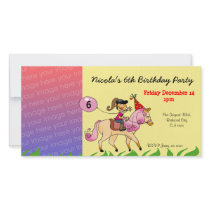 Birthday party invitations (pink pony) photo card template