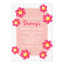 Birthday Party Invite | Cute Flower |whi