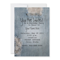 Birthday Party Invite - Ripped Blue Jeans