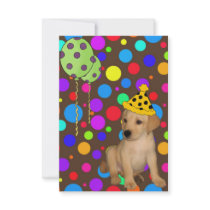 Birthday Party Labrador Puppy Spots Balloons 2 Personalized Invites