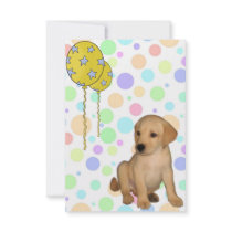 Birthday Party Labrador Puppy Spots Balloons 3 Personalized Invite