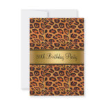 Birthday Party Leopard Fur Gold Custom Announcement