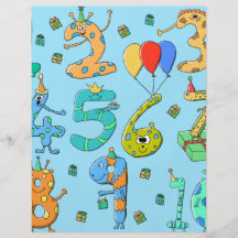 Birthday Party Numbers, on Pale Blue. Personalized Flyer
