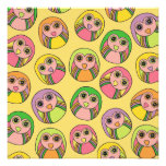 Birthday Party Owl Rainbow Pattern Invitation