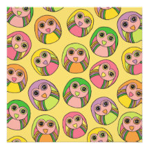 Birthday Party Owl Rainbow Pattern Invitation
