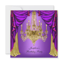 Birthday Party Purple Gold Chandelier Drapes
