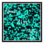 Birthday Party Teal Bubbles Black & White Invitation