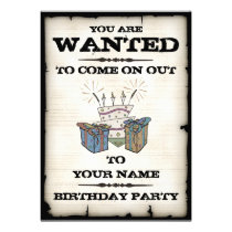 Birthday Party Wanted Invitations invitations