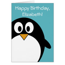 Birthday Penguin Customizable Greeting Card