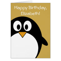 Birthday Penguin Customizable Greeting Card