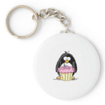Birthday Penguin with Cupcake Key Chain
