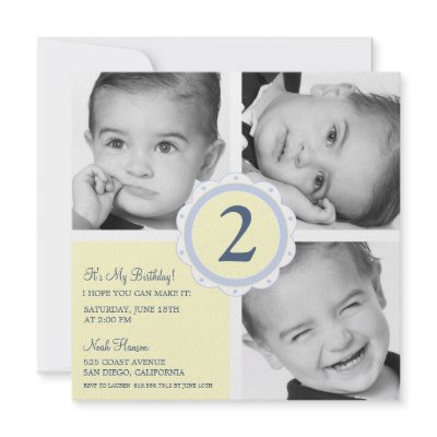 Birthday Photo Squares Personalized Announcement by StationeryEtcStore