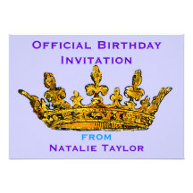 Birthday Princess Gold Crown Invitation