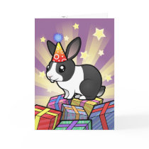 Birthday Rabbit (uppy ear smooth hair) Cards