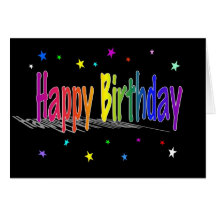 Birthday - Shine (Black) Greeting Card