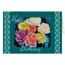 Birthday silk and roses greeting card