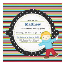 Birthday Skating (Boy) Personalized Announcements