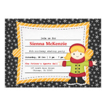 Birthday Skating (Girl) Personalized Invitation