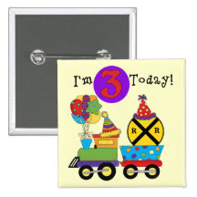 Birthday Train 3rd Birthday Tshirts and Gifts Buttons