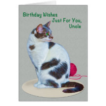Birthday, Uncle, Green-Eyed Cat Card
