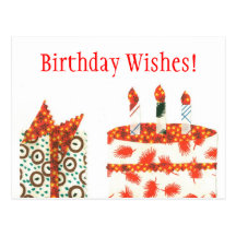 Birthday Wishes Patchwork Birthday Cake Postcards