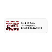 Birthday Zombie Apocalypse Custom Return Address Labels