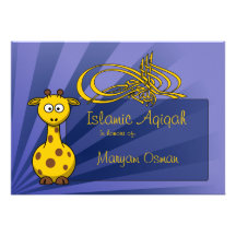 Bismillah Giraffe Aqiqa Islamic Baby greeting Custom Announcements