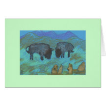 Bison and Prairie Dogs Greeting Cards