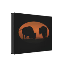 Bison Sunset Gallery Wrapped Canvas
