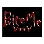 Bite Me Vampire Fangs Graphic Post Card