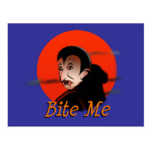Bite Me Vampire Halloween Post Card