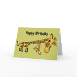 BL- Funny Monkey and Giraffe Birthday Card