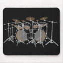 Black 10 Piece Drum Kit - Black Mousepad: Drums