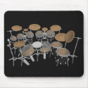 Black 10 Piece Drum Set: Black Mousepad: Drums Kit