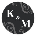 Black 2 initial letter monogram favour tag seal